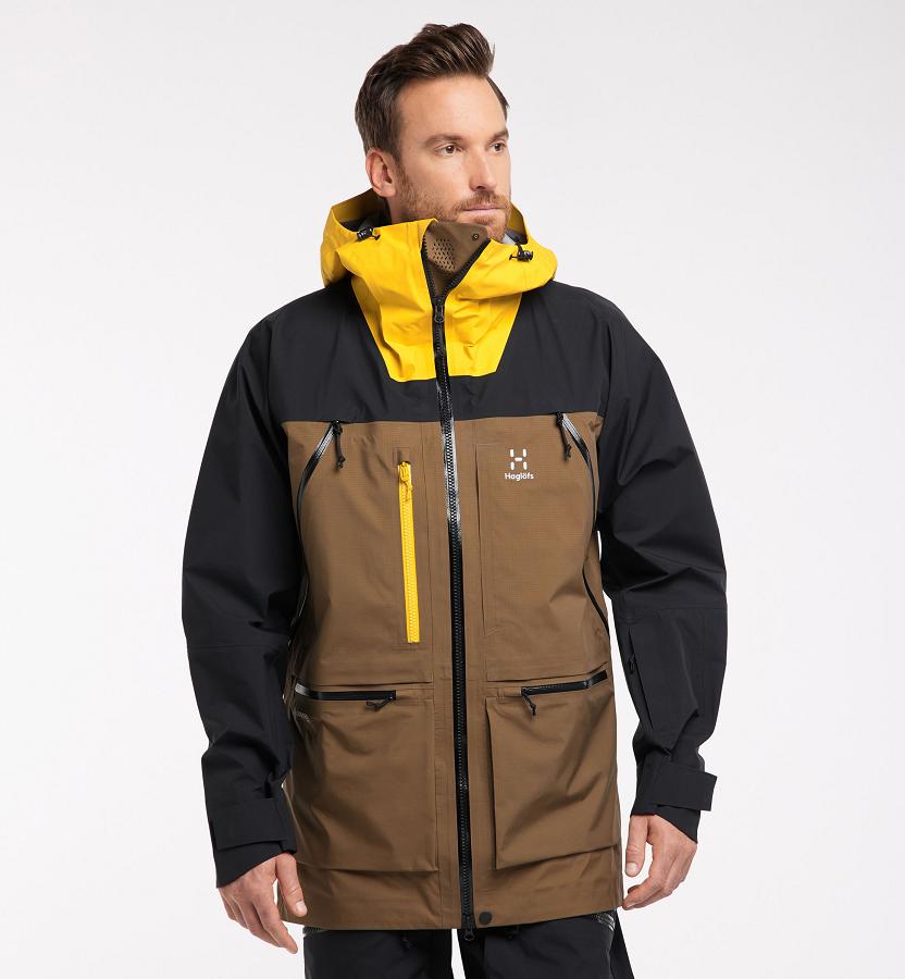 Haglöfs Vassi GTX Pro Ski Jacket Brown/Yellow For Mens YHCEW4530 Australia